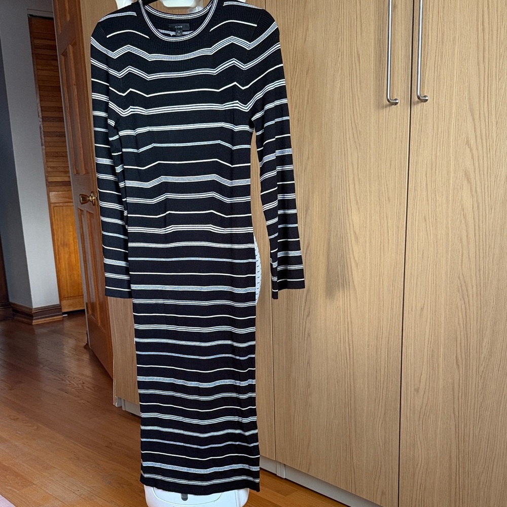 J. Crew Black and White Long Sleeve Dress